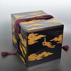 Antique Japanese Tsuzumi bako Lacquer box, Meiho