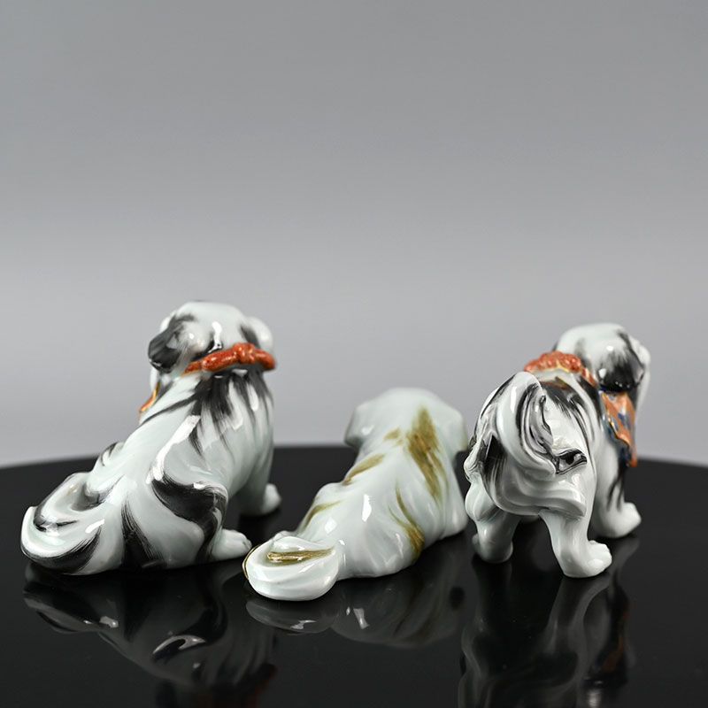 Published Set 3 Dog Figurines by Miyagawa (Makuzu) Kozan II
