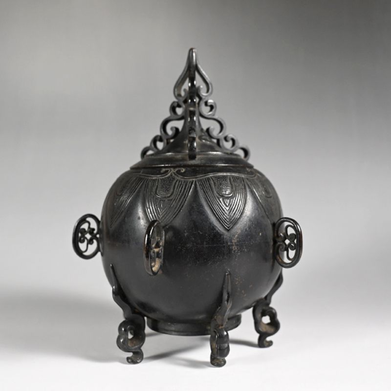 Antique Japanese Hoju Shaped Bronze Koro Incense Burner