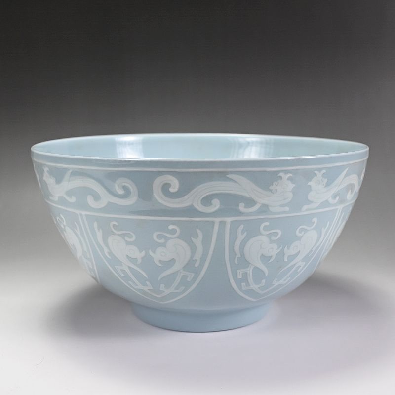 Exquisite Kato Keizan I Blue Porcelain Bowl