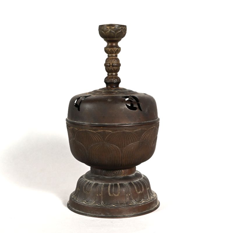 Large Antique Japanese Bronze Buddhist Koro Censer