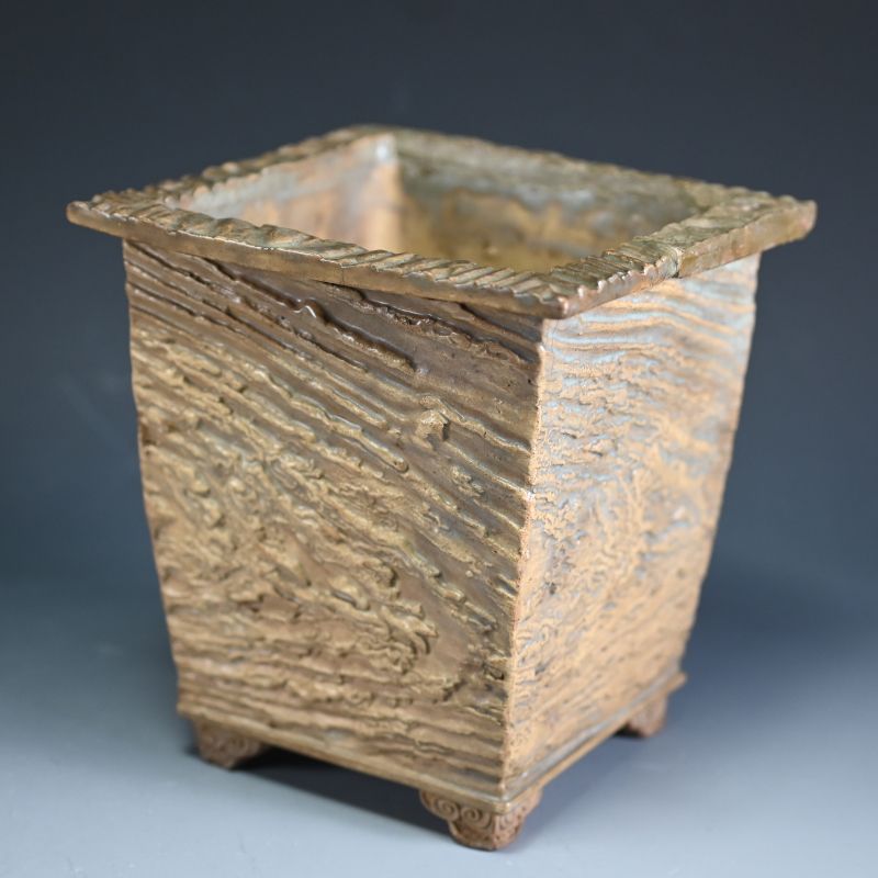 Akahadayaki Uekibachi Edo p. Bonsai pot by Okuda Mokuhaku