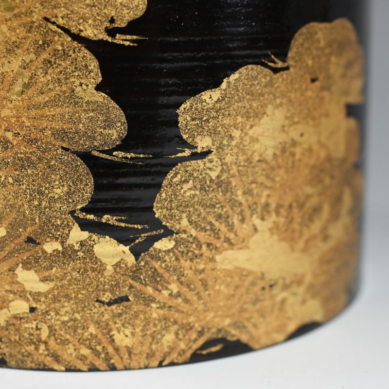 Lacquered Magemono Wood Mizusashi, titled Oimatsu