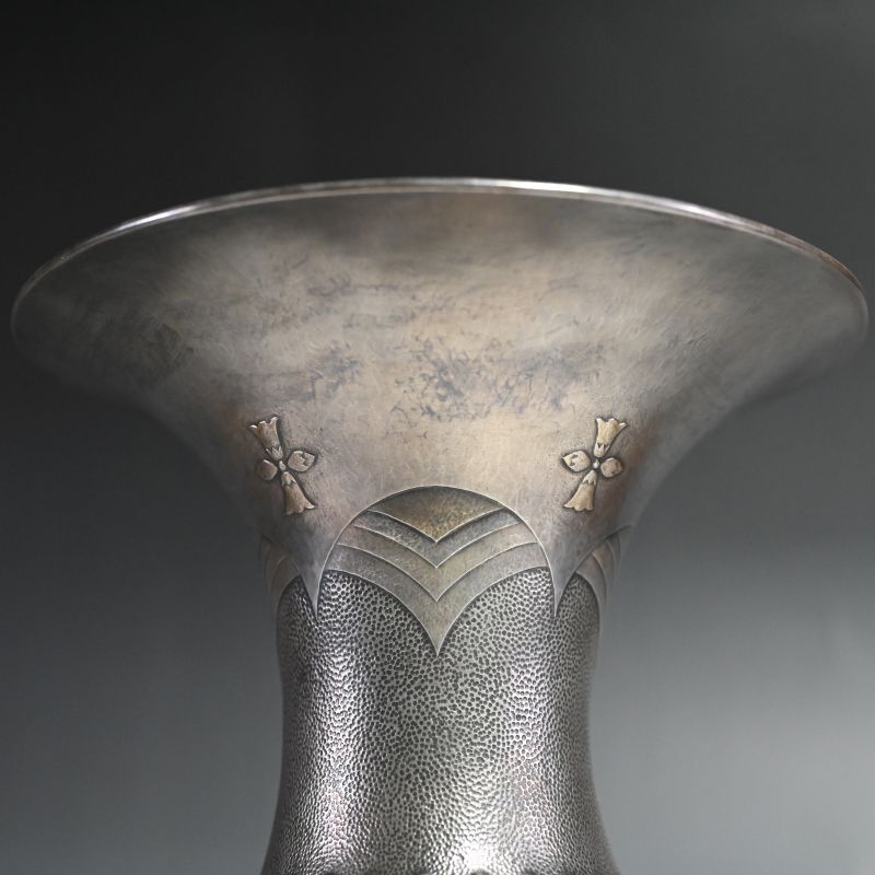 Solid Silver Art-deco Era Japanese Vase