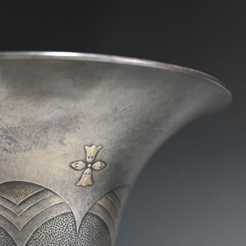 Solid Silver Art-deco Era Japanese Vase