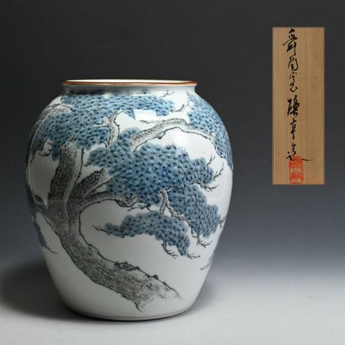 Mid century Japanese Porcelain Vase by Kawamoto Rekitei