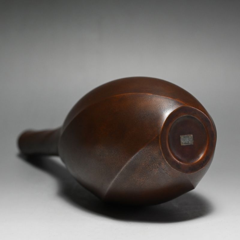 Exquisite Modernist Bronze vase by Yajima Boshu