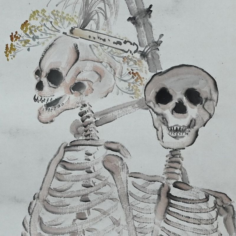A Skeleton Wedding, Taisho Painting by Shoken