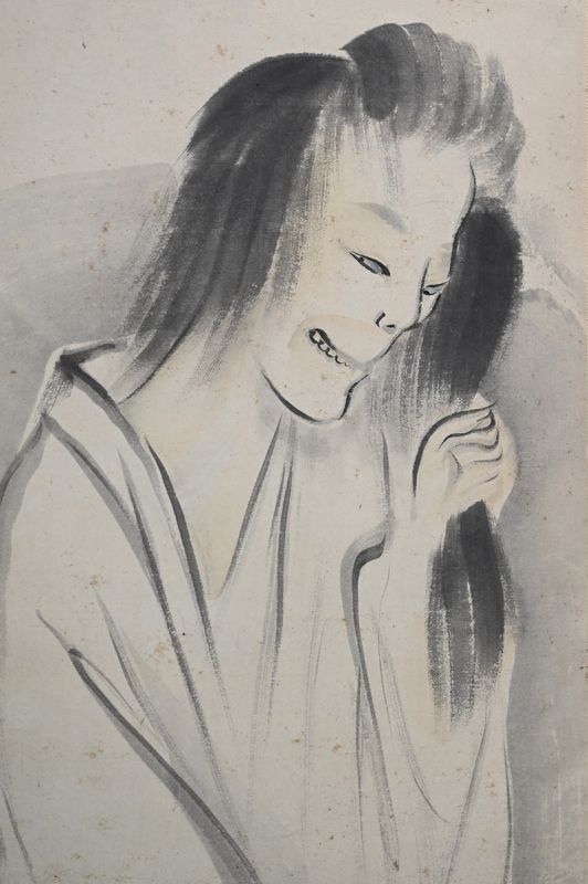 Antique Japanese Ghost Scroll by Moriwaki Unkei