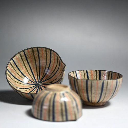 Antique Japanese Mugiwara Small Bowl Set