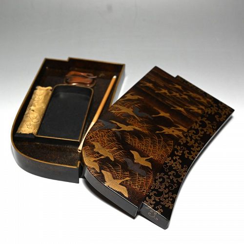 Unusual Edo period Suzuri-bako Lacquered Writing Box