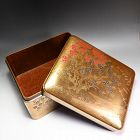 Heralds of Springtime Antique Japanese Gold Lacquered Box