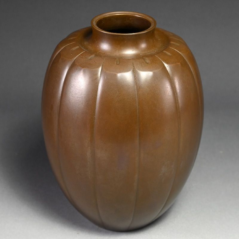 Japanese Lobed Murashido Bronze Vase by Naimen Shiho II