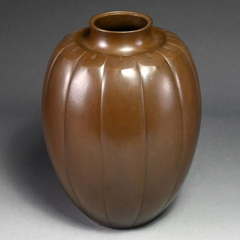 Japanese Lobed Murashido Bronze Vase by Naimen Shiho II