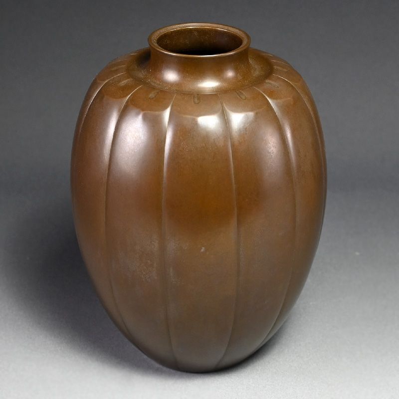 Japanese Lobed Murashido Bronze Vase by Naimen Shiho II