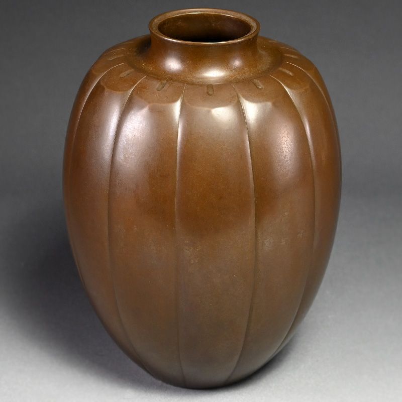 Japanese Lobed Murashido Bronze Vase by Naimen Shiho II