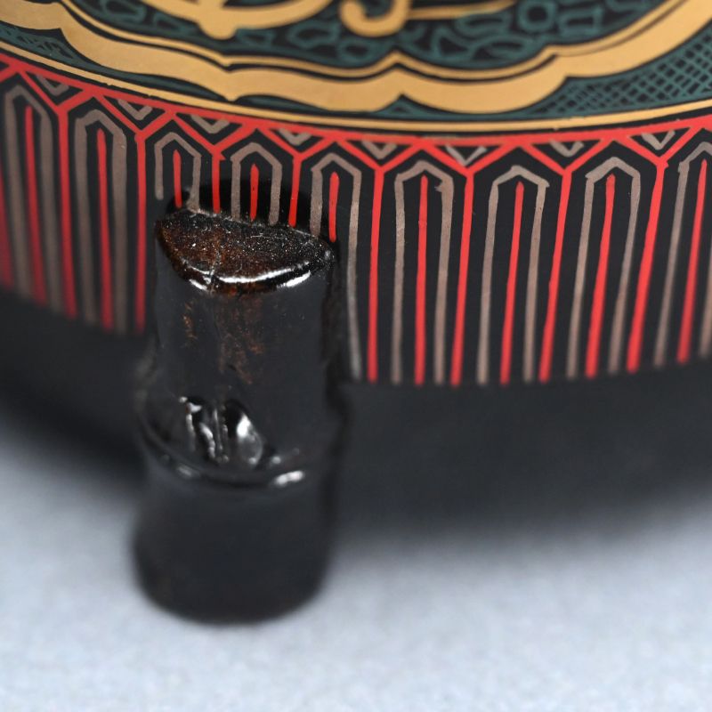 19th c. Toyoraku Lacquered Pottery Haisen Sake Cup Washing Bowl