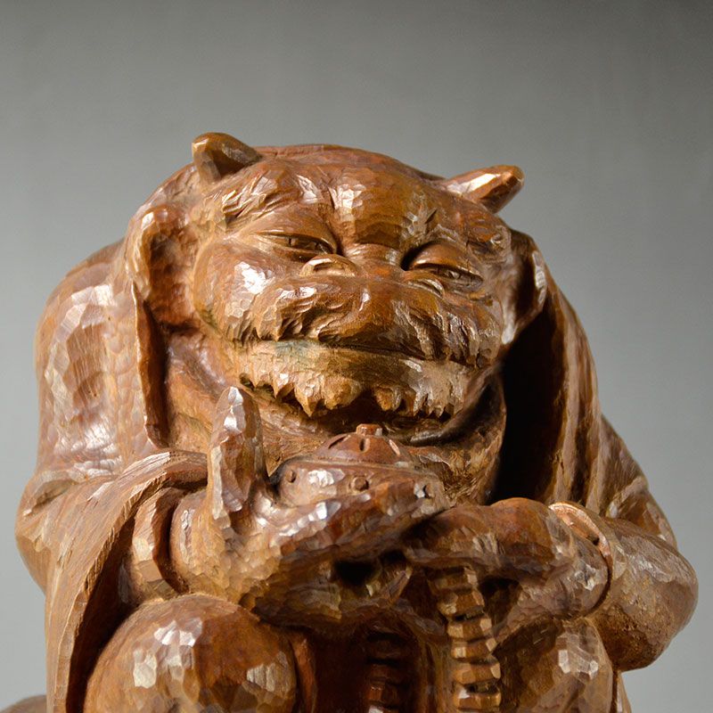 Hirata Masaya Wood Carving, Demon Drunk on Incense