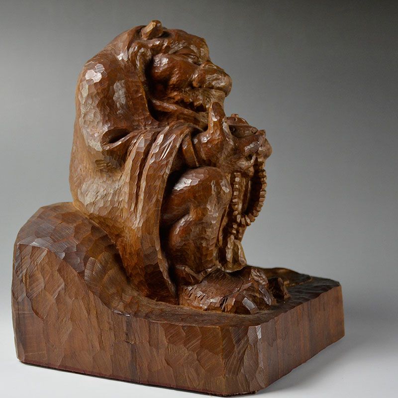 Hirata Masaya Wood Carving, Demon Drunk on Incense