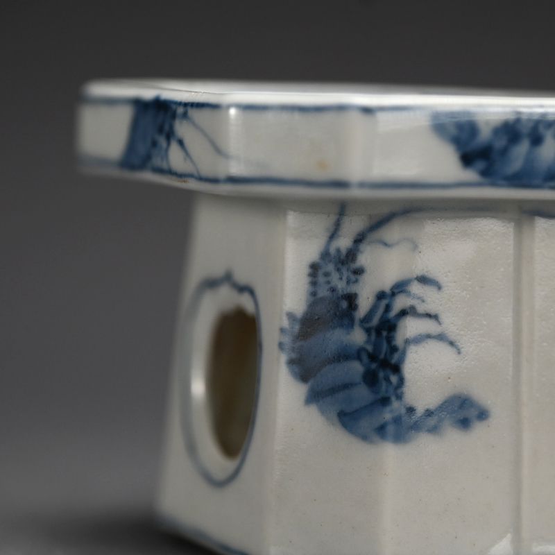 Antique Japanese Blue and White Sake Cup (Haidai) Stand