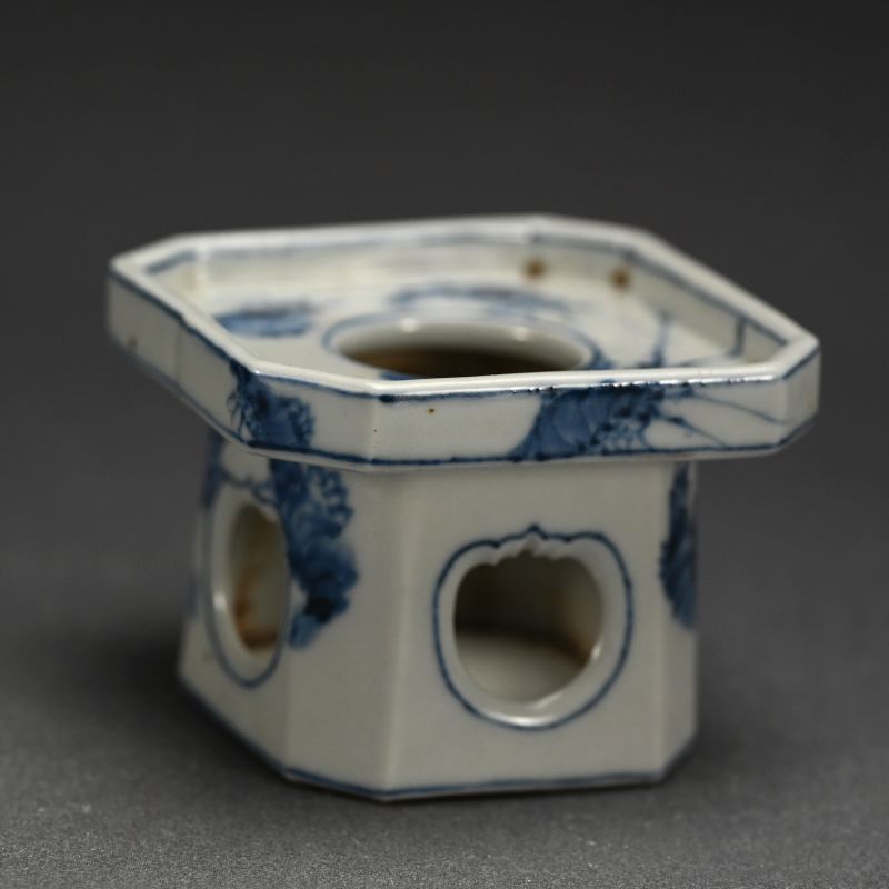 Antique Japanese Blue and White Sake Cup (Haidai) Stand