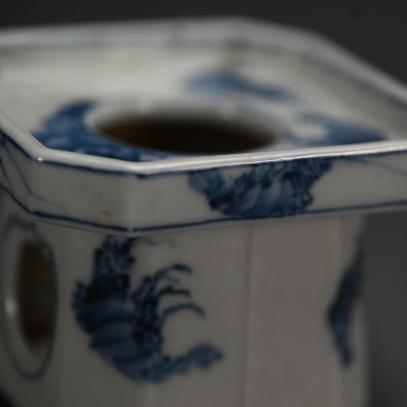 Antique Japanese Blue and White Sake Cup (Haidai) Stand