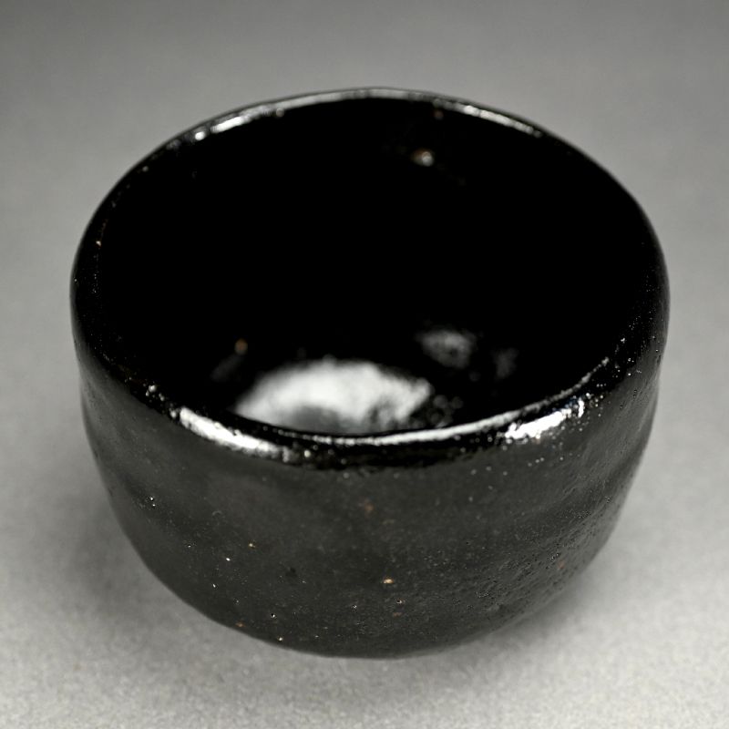 Great Fortune Black Raku Chawan Tea Bowl by Shibakawa Souemon