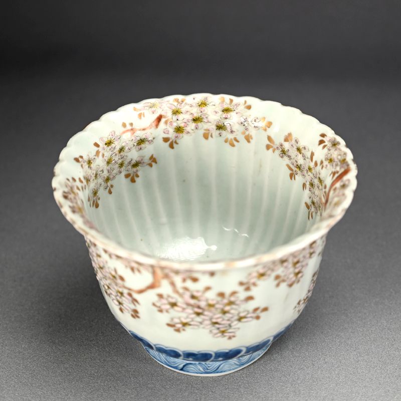 19th C. Imari Porcelain Bowl Set, Rabbits &amp; Cherry Blossoms