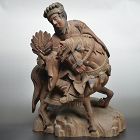 Antique Japanese Architectural Carving, Mounted Warrior