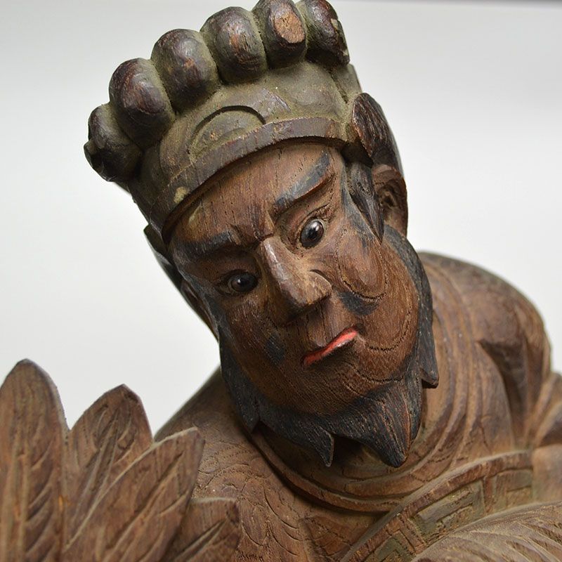 Antique Japanese Architectural Carving, Mounted Warrior