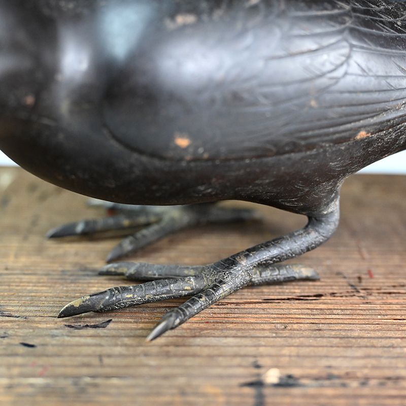 A fabulous Antique Japanese Bronze Crow signed Takayo