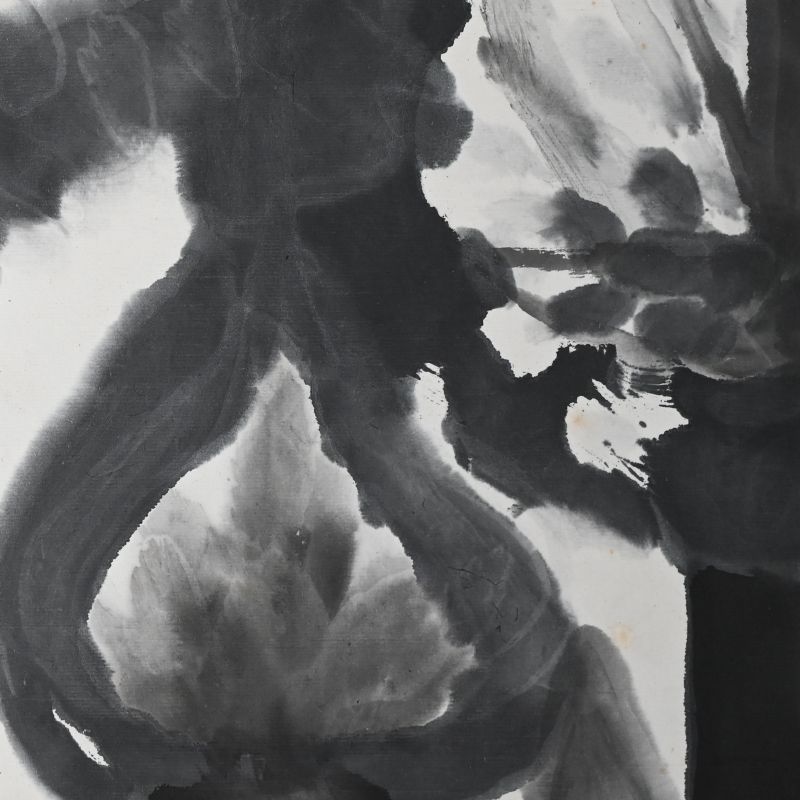 Large Allium Flower Sumi-e Ink Painting by Nomura Seiroku