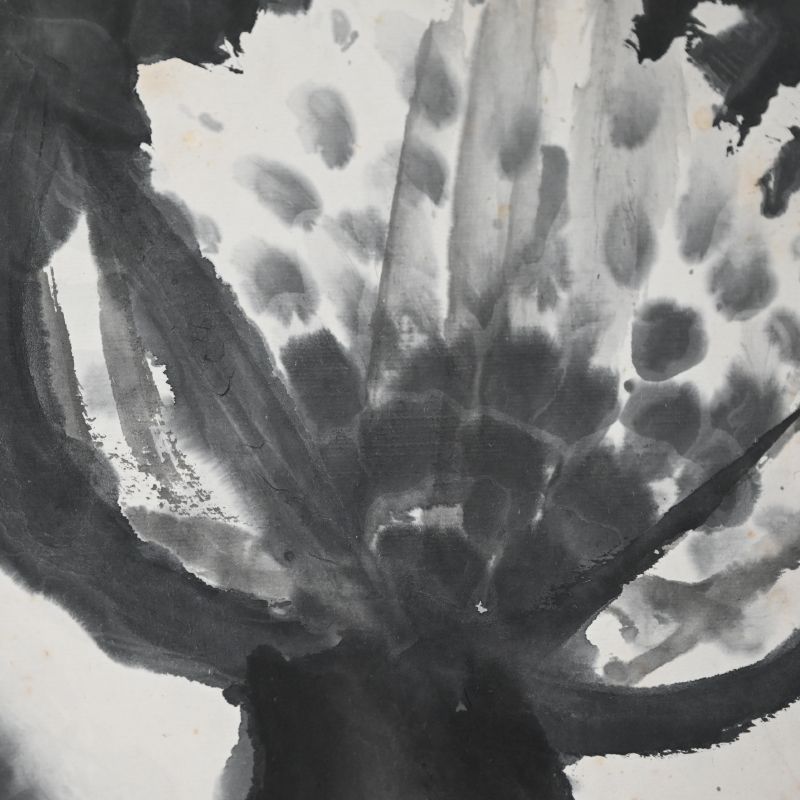 Large Allium Flower Sumi-e Ink Painting by Nomura Seiroku