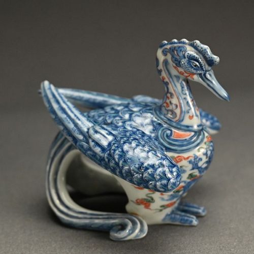 Blue & White Porcelain Phoenix by Miyagawa (Makuzu) Kozan