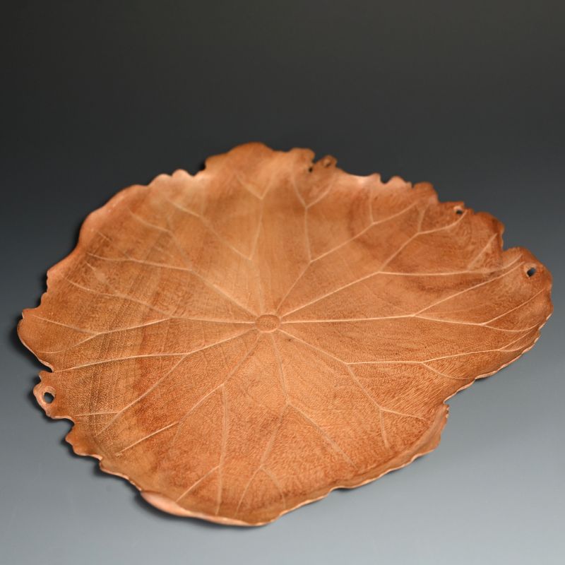 Incredible Antique Japanese Habon Carved Leaf Tray