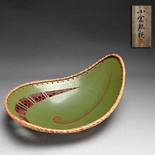 Bamboo & Lacquer Art-Deco Bowl by Ogura