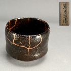 Kintsugi Kuro Raku Chawan by Hamaguchi Sosei