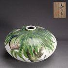 Taisho period Japanese Ceramic Vase, Peaches
