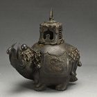 Antique Japanese Bronze Elephant Incense Burner