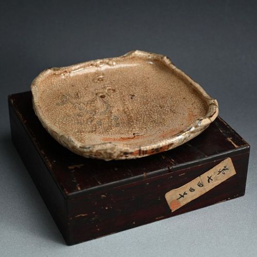Antique Japanese Shino plate w/ Kintsugi Gold Repair