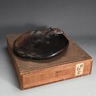 Fantastic Antique Japanese Wooden Tray, Tanuki the Trickster
