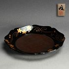 Gorgeous Lacquer Dish, Blossoms & Maple by Hattori Shunsho