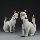 Pair of Edo period Inari Kitsune Fox Guardians