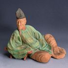 Antique Wood Sculpture, Kakinomoto Hitomaro, 36 Immortal Poets