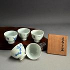 Set of 5 Sencha Tea Cups Decorated by Fukuda Kodojin