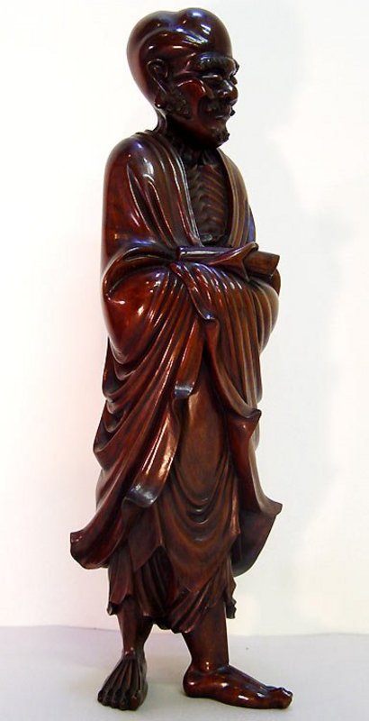 INCREDIBLE 18th c CHINESE WOOD CARVING, RAKAN