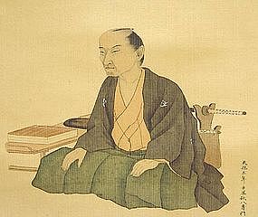 EDO p. SAMURAI PORTRAIT SCROLL, RAIJO, GIRYO