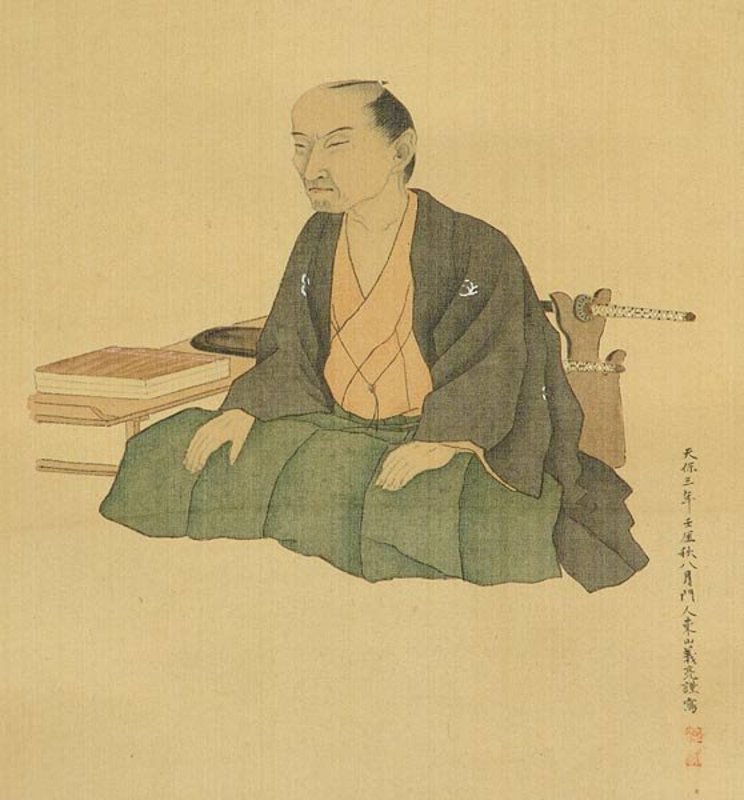 EDO p. SAMURAI PORTRAIT SCROLL, RAIJO, GIRYO