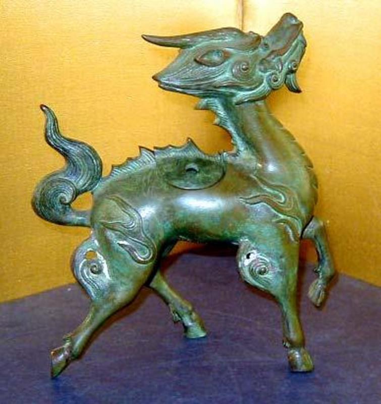 RARE BRONZE KIRIN KORO by KATORI MASAHIKO