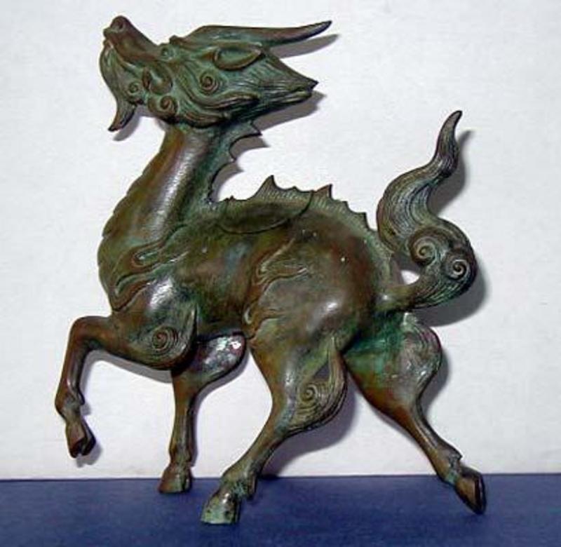 RARE BRONZE KIRIN KORO by KATORI MASAHIKO